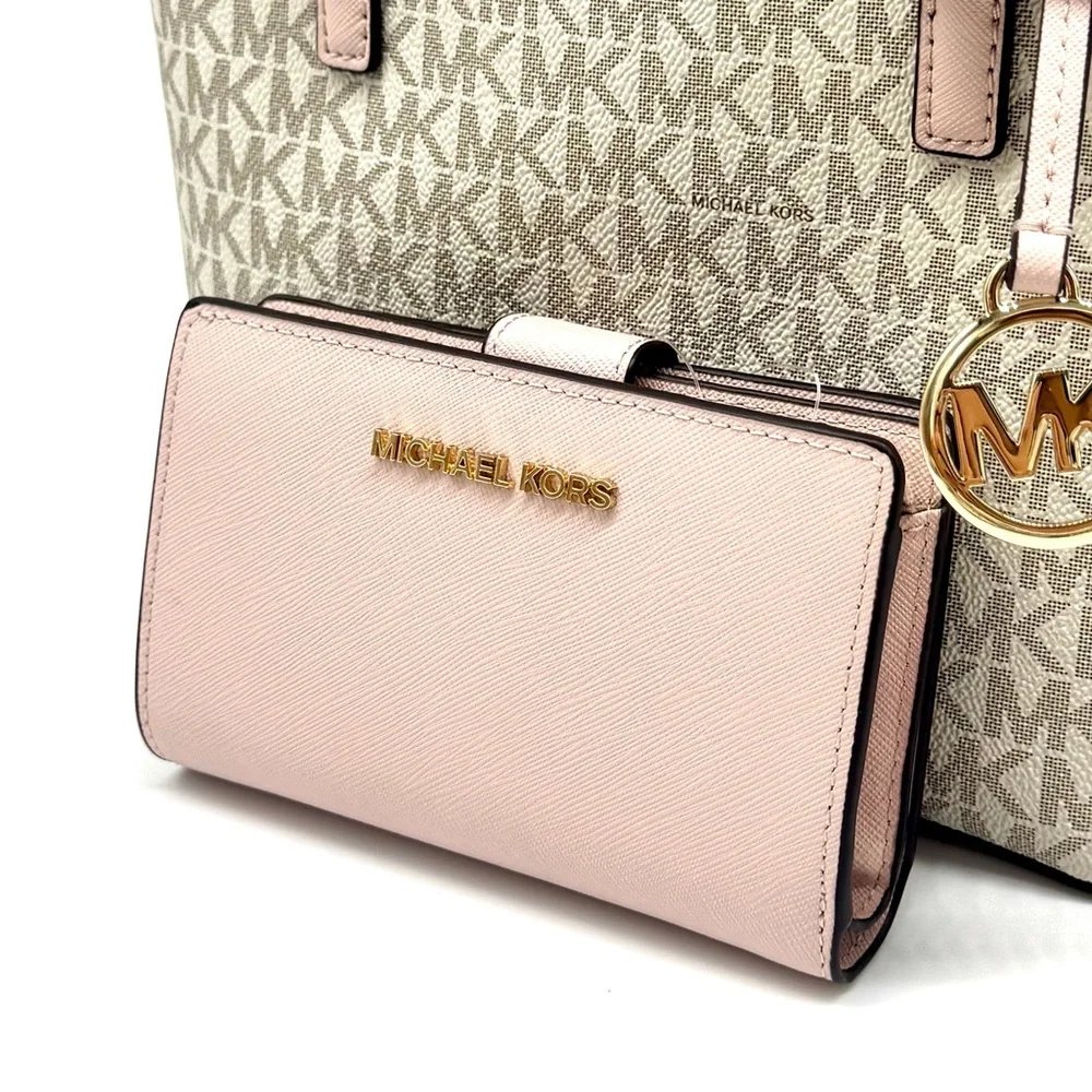 Michael Kors Jet Set Travel XS Logo Top-Zip Tote Bag & Matching Bifold Wallet